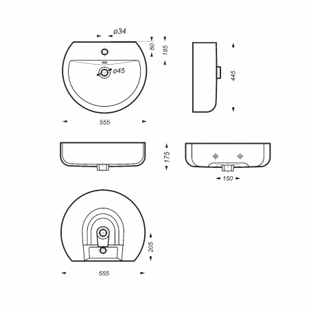 Раковина подвесная Sanita Luxe Best  BSTSLWB01 Белая